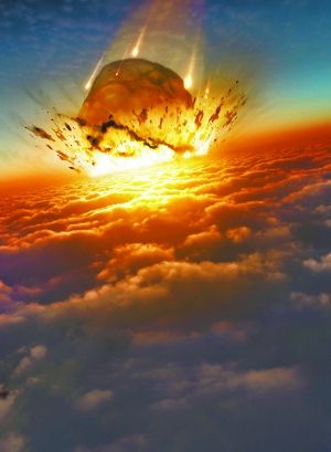 小行星撞擊地球大氣層的假想圖。東方IC供圖